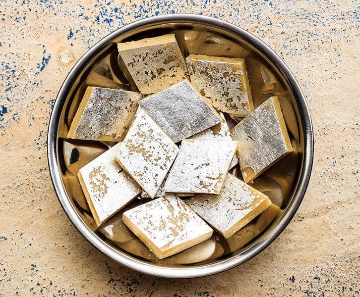 Kaju Katli, Indian Sweets, made from cashewnut-paste-kept